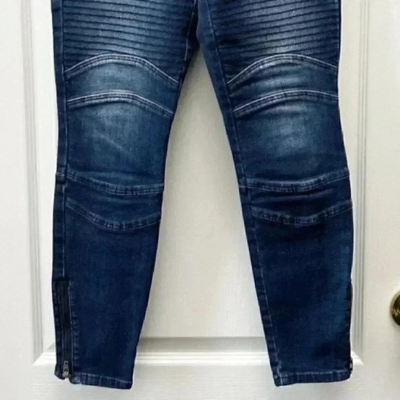 GAP True Skinny Jeans Ankle Zip Cropped Moto Mid Rise Dark Blue Denim Size 26 - Picture 6 of 16